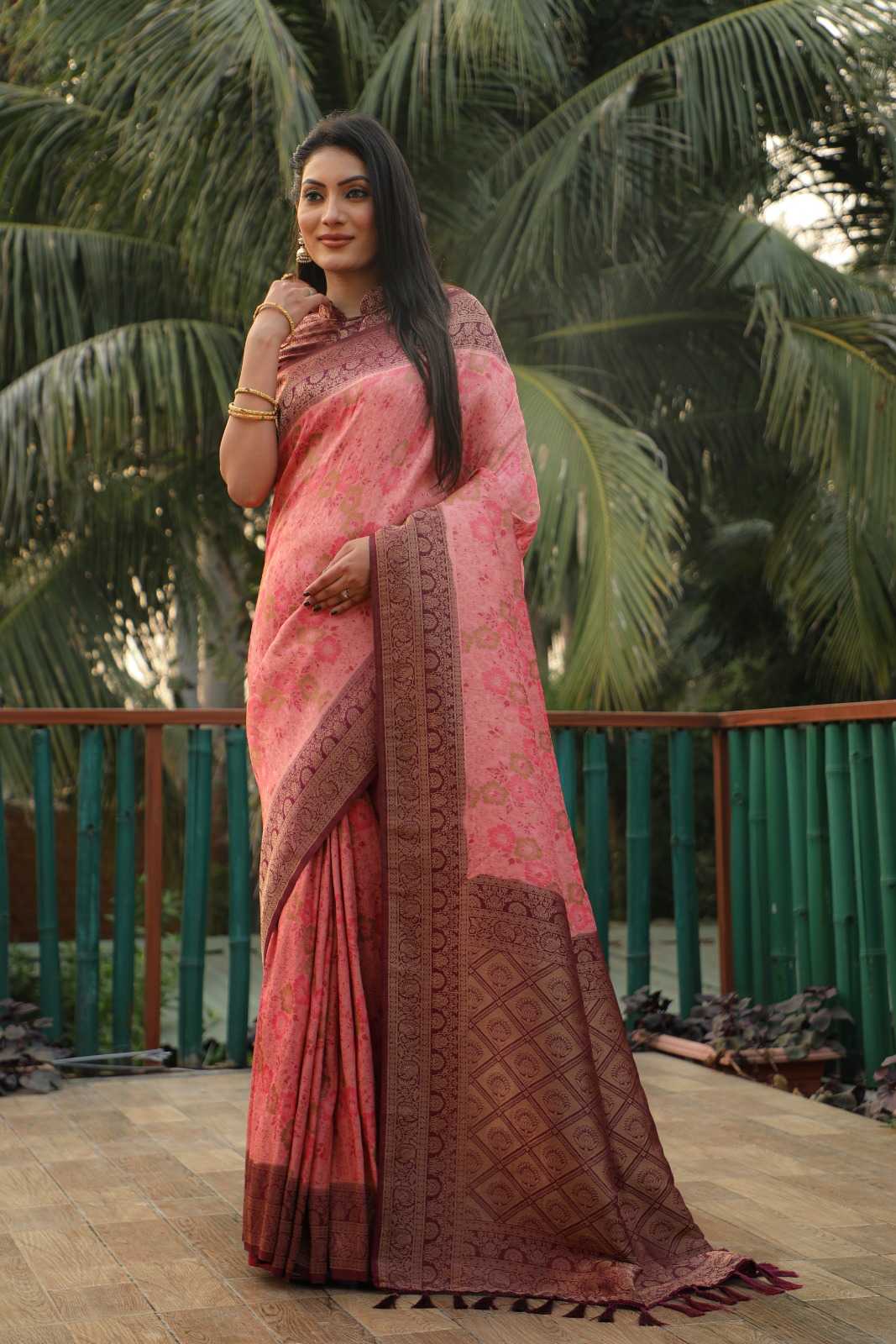 Kanjivaram Silk Leheriya Saree