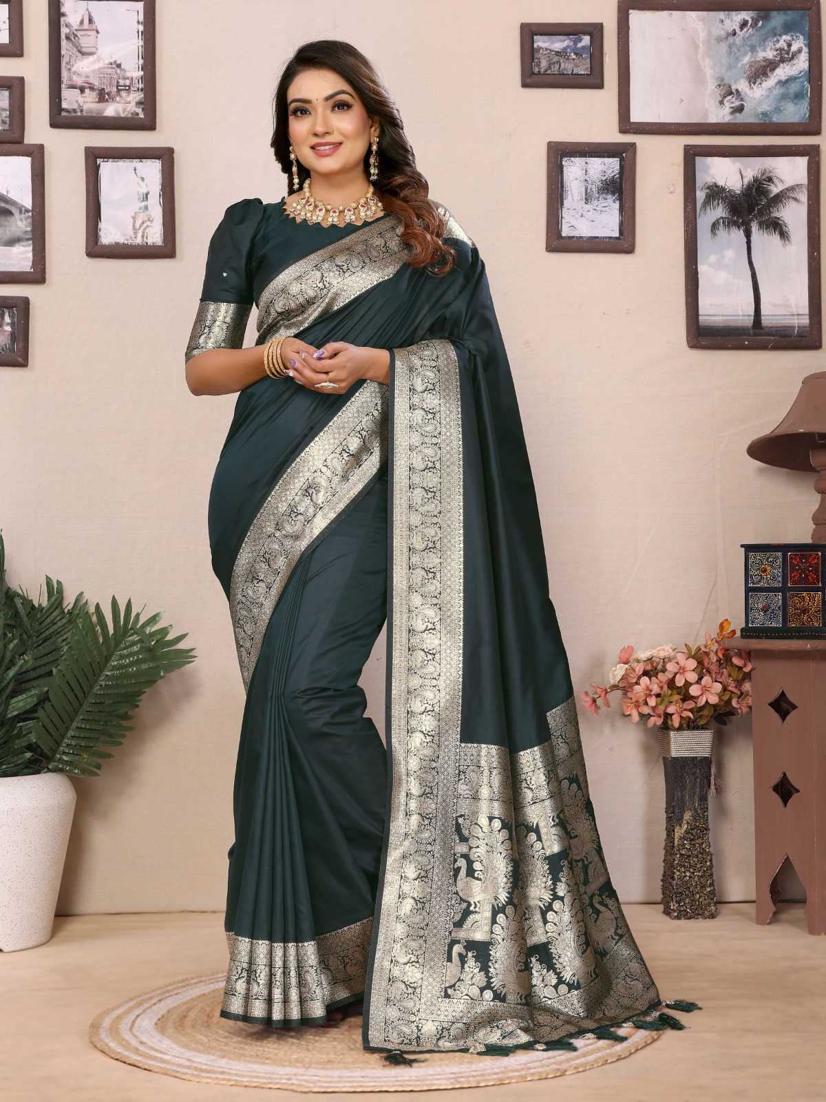 Ruby Banarasi Soft Silk Saree