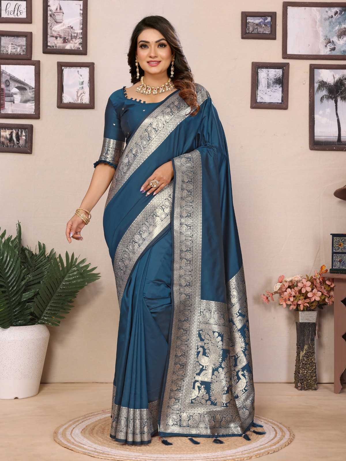 Ruby Banarasi Soft Silk Saree