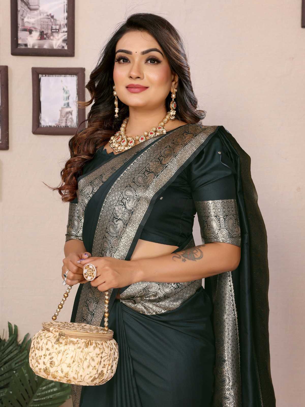 Ruby Banarasi Soft Silk Saree