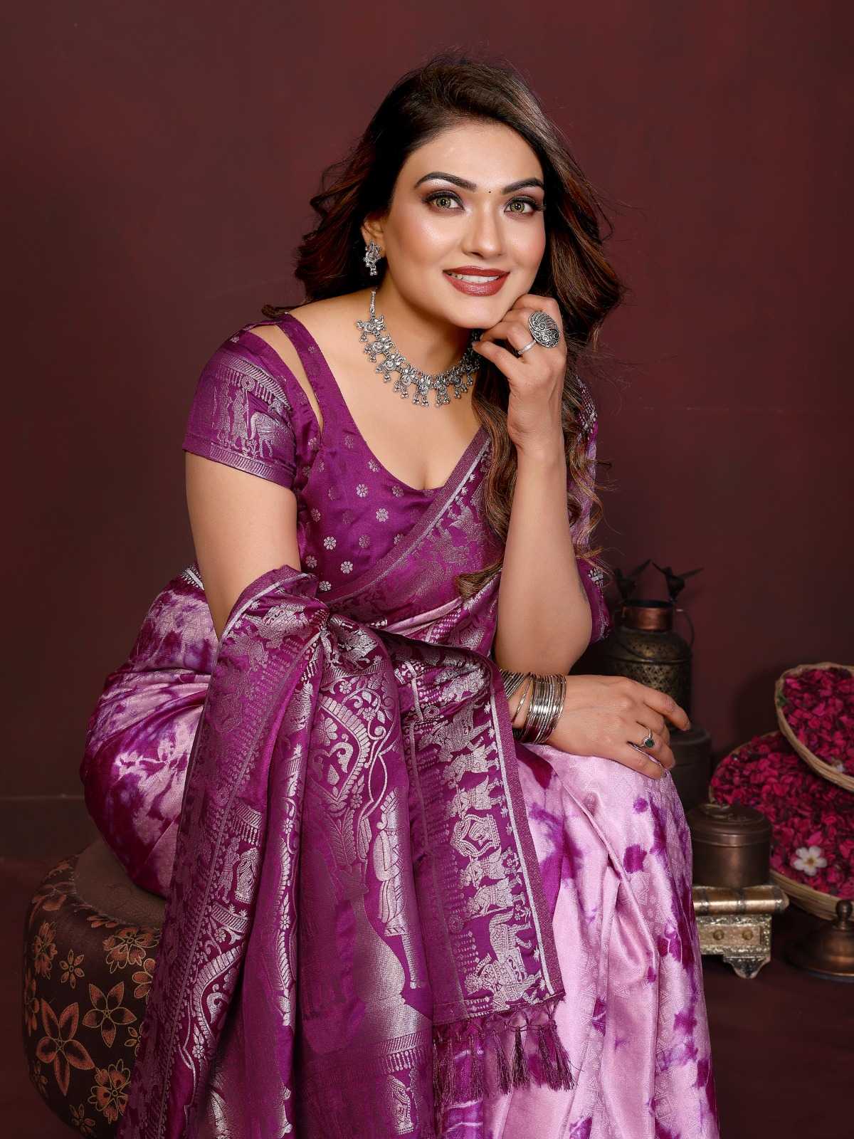 Satin Silk Bandhani Bandhej Saree