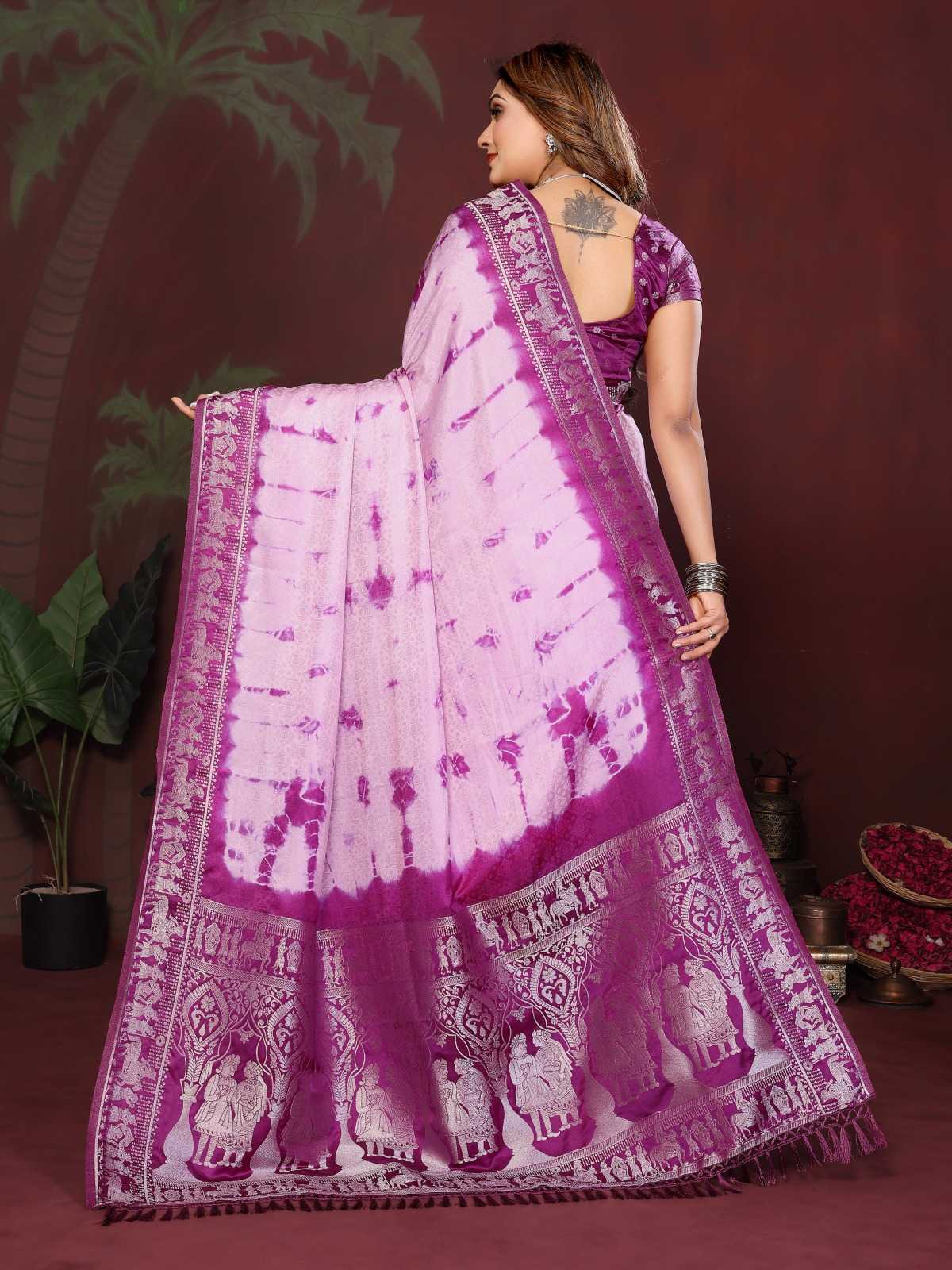 Satin Silk Bandhani Bandhej Saree