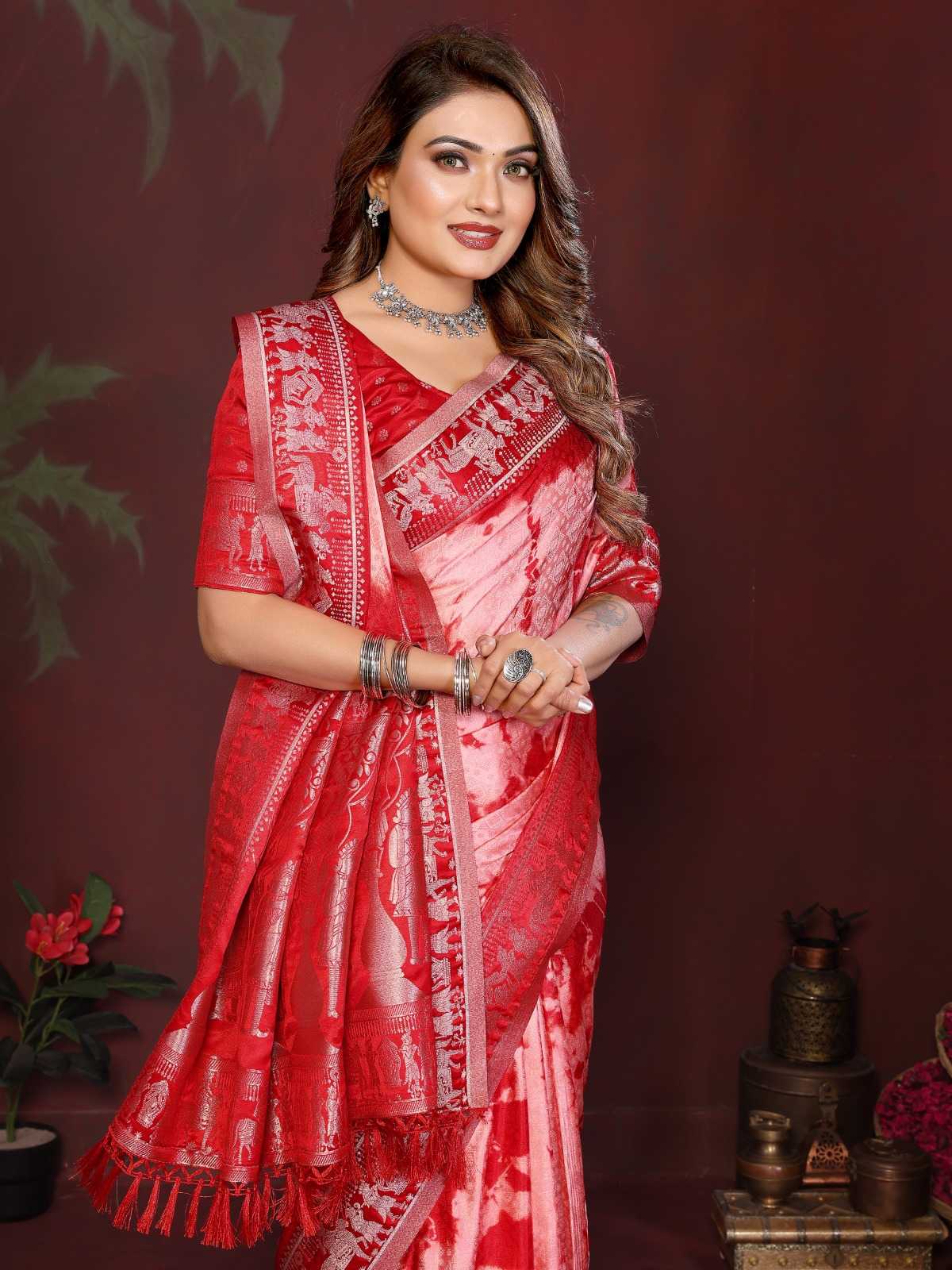 Satin Silk Bandhani Bandhej Saree