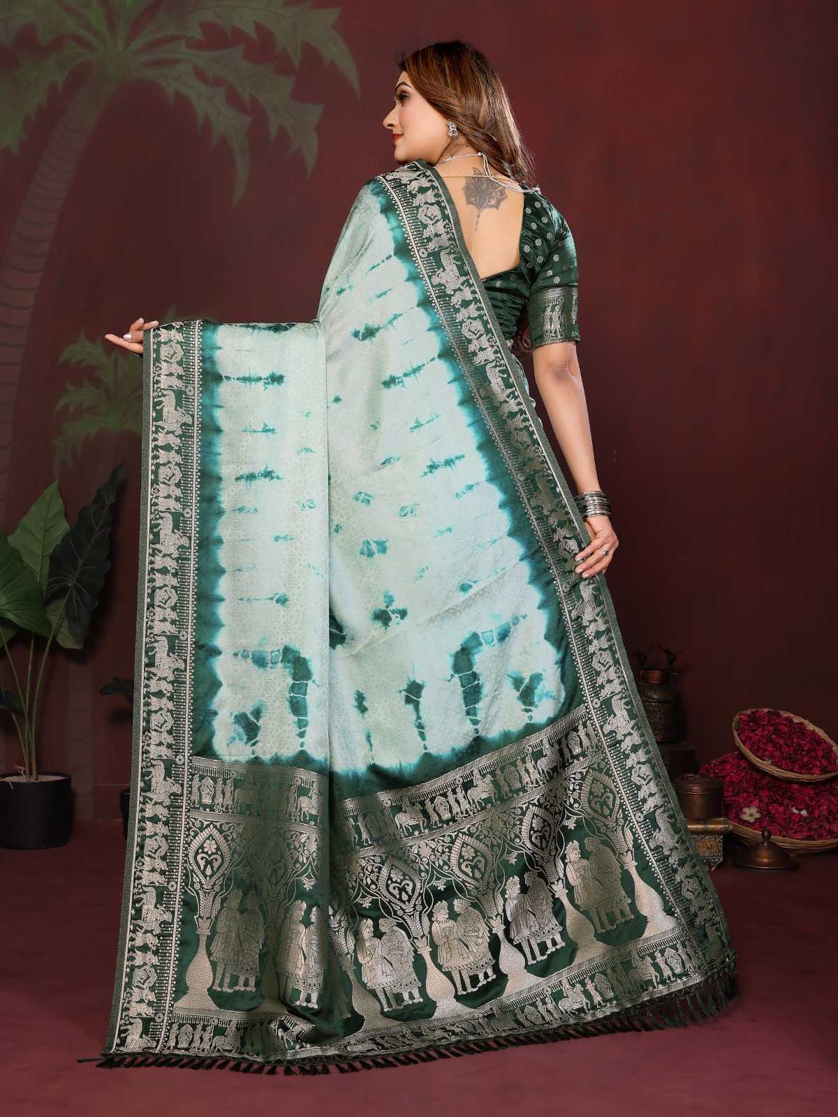 Satin Silk Bandhani Bandhej Saree