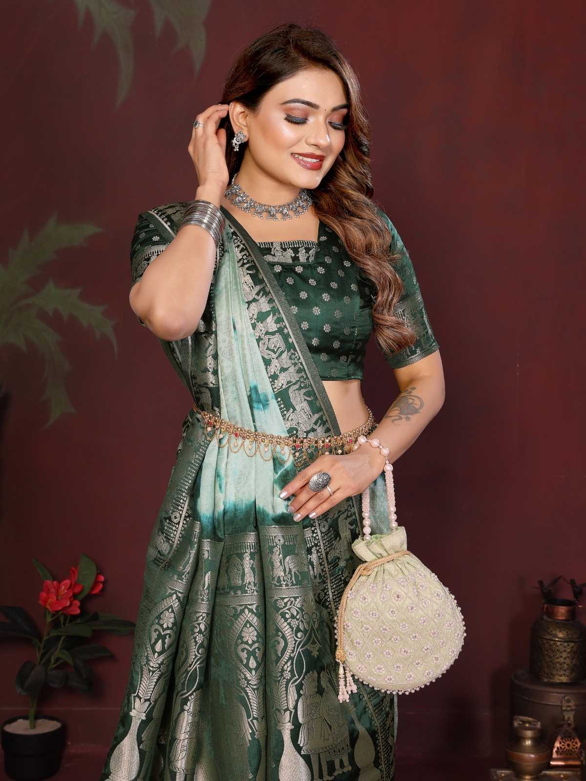 Satin Silk Bandhani Bandhej Saree
