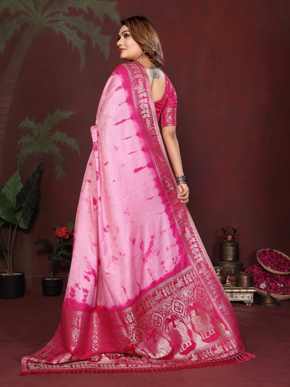 Satin Silk Bandhani Bandhej Saree