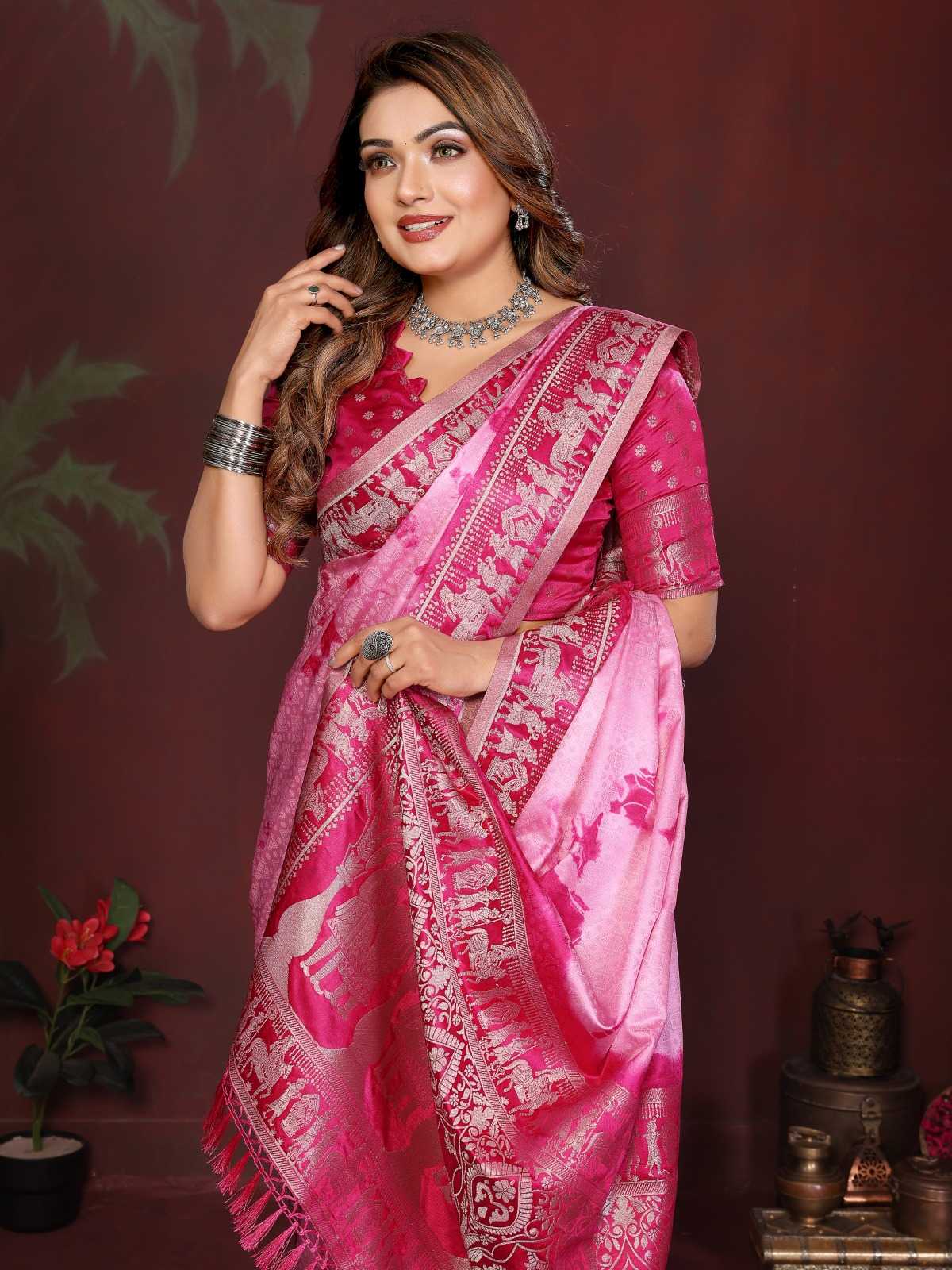 Satin Silk Bandhani Bandhej Saree