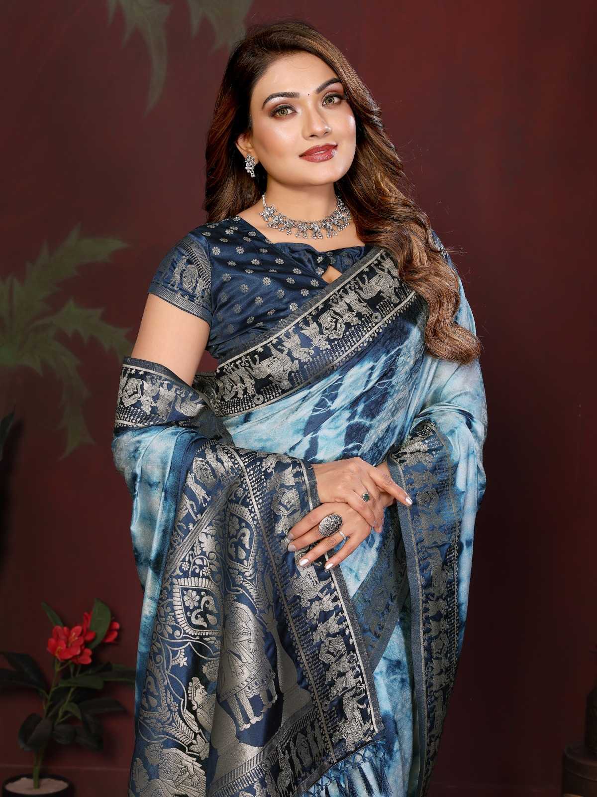 Satin Silk Bandhani Bandhej Saree