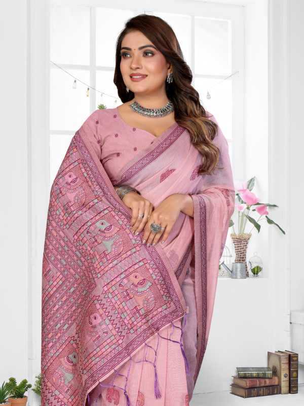Suman Cotton Jacquard Saree in Sky Blue