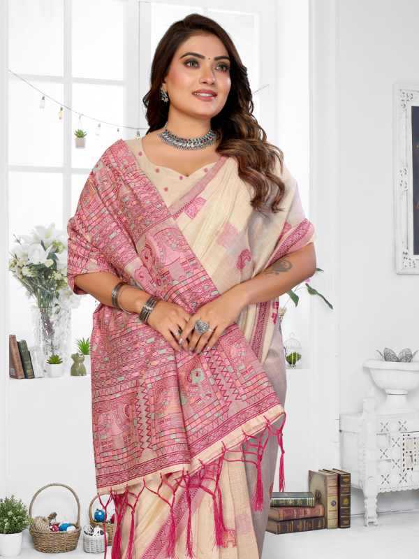 Suman Cotton Jacquard Saree in Sky Blue