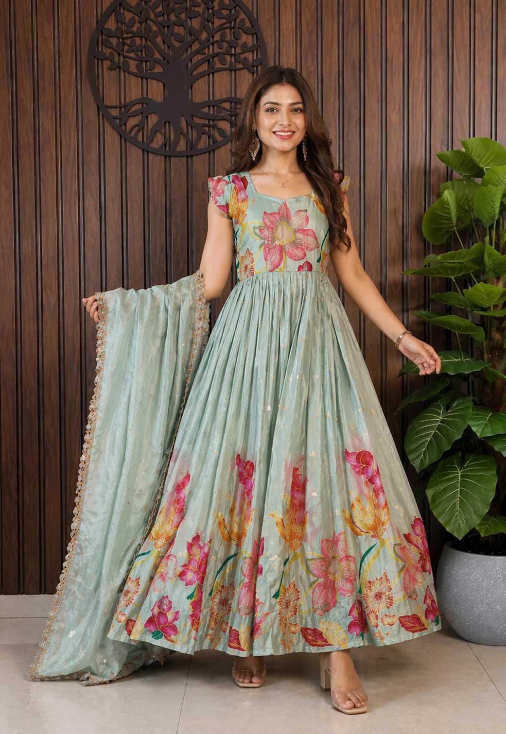 Pure Silk Embroidery Gown
