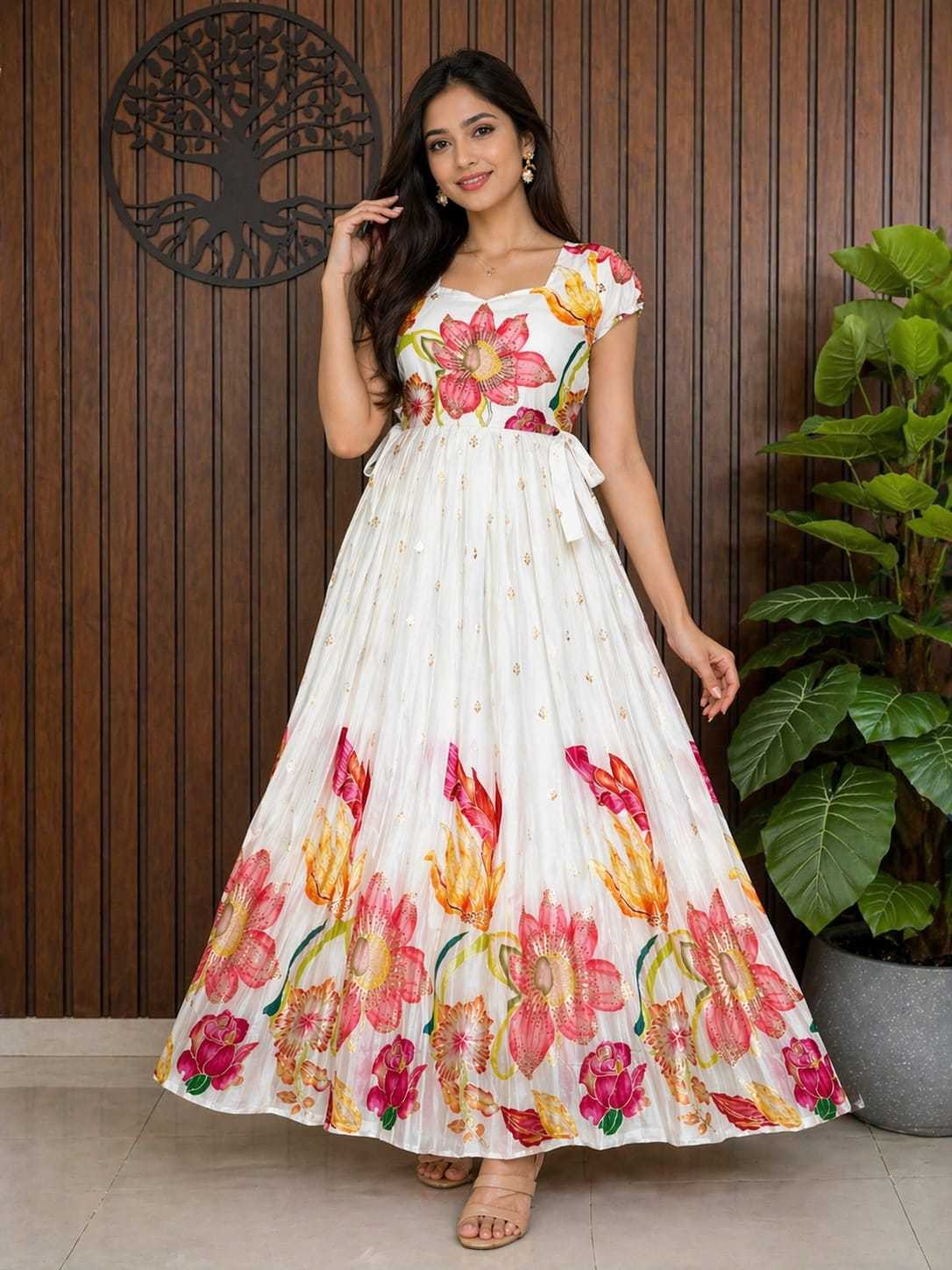 Pure Silk Embroidery Gown