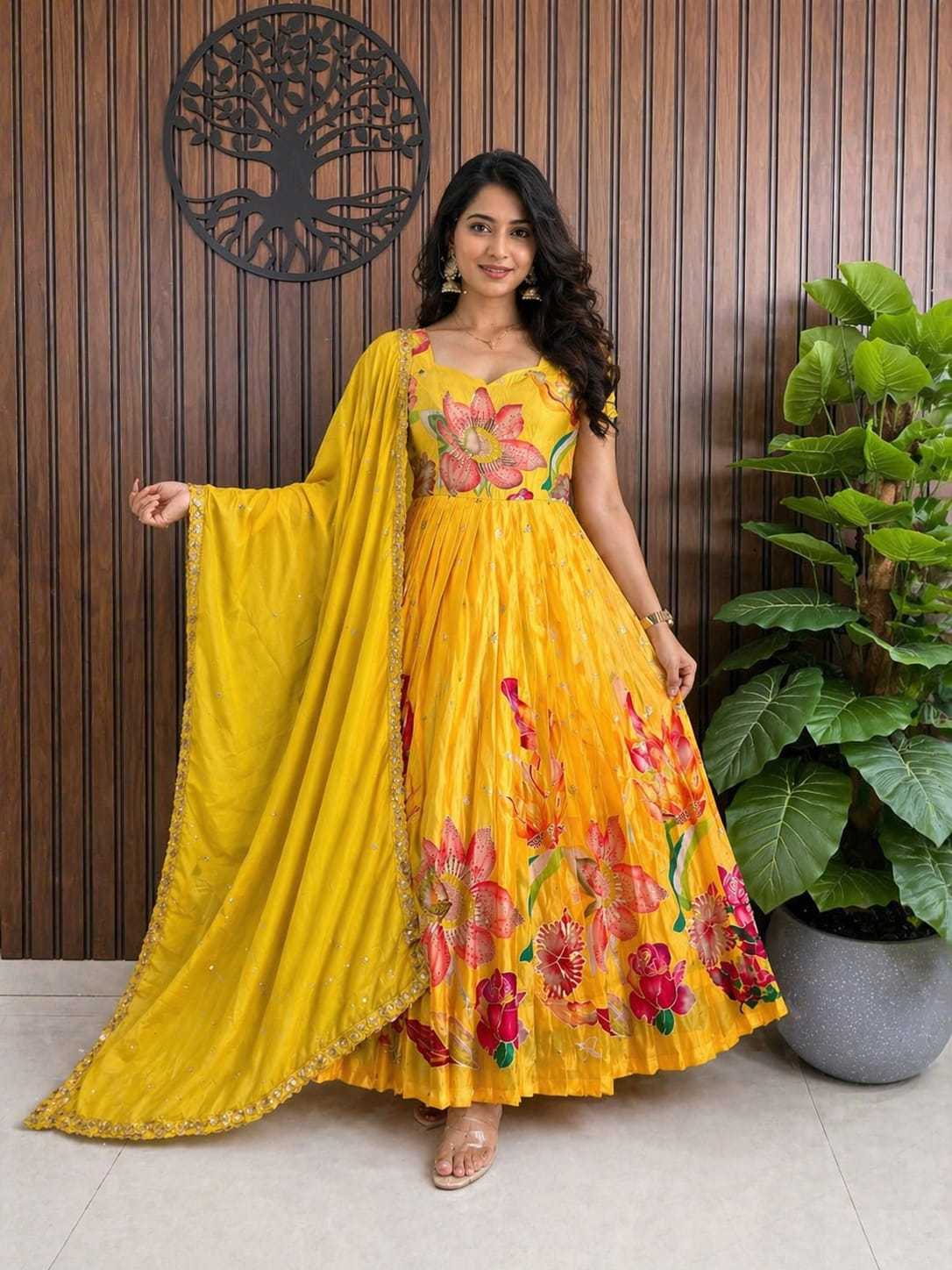 Pure Silk Embroidery Gown