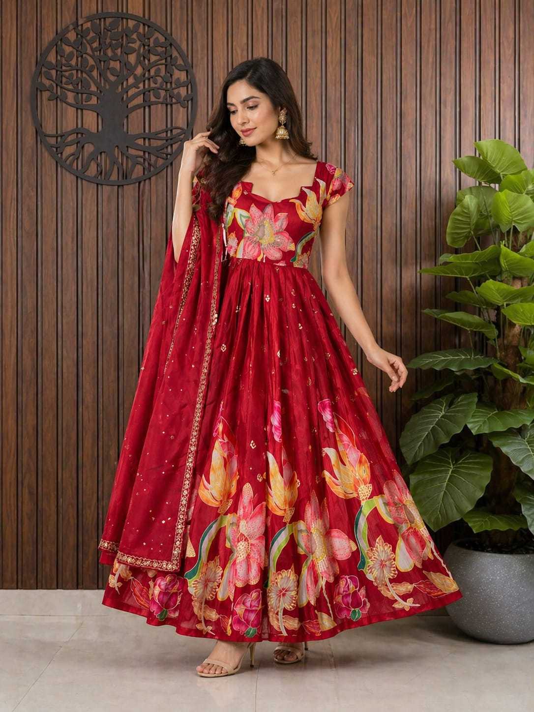 Pure Silk Embroidery Gown