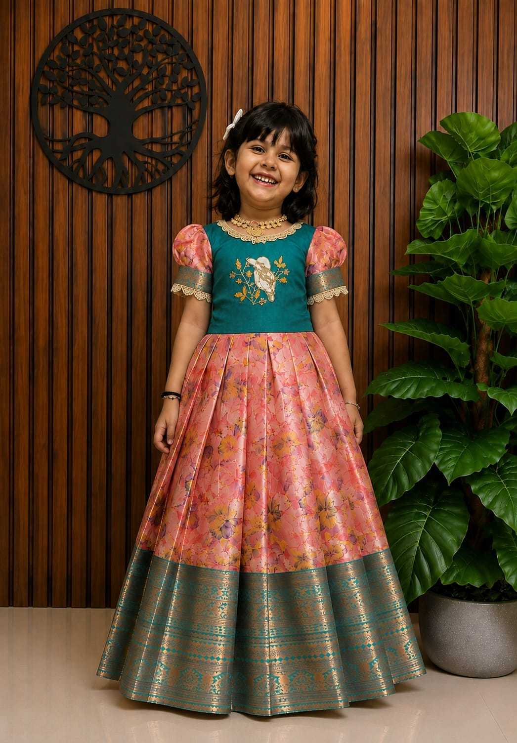 AIR Kanjivaram Silk Kids Gown