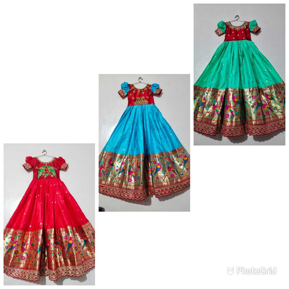 Pure Silk Kids Gown in Sea Green