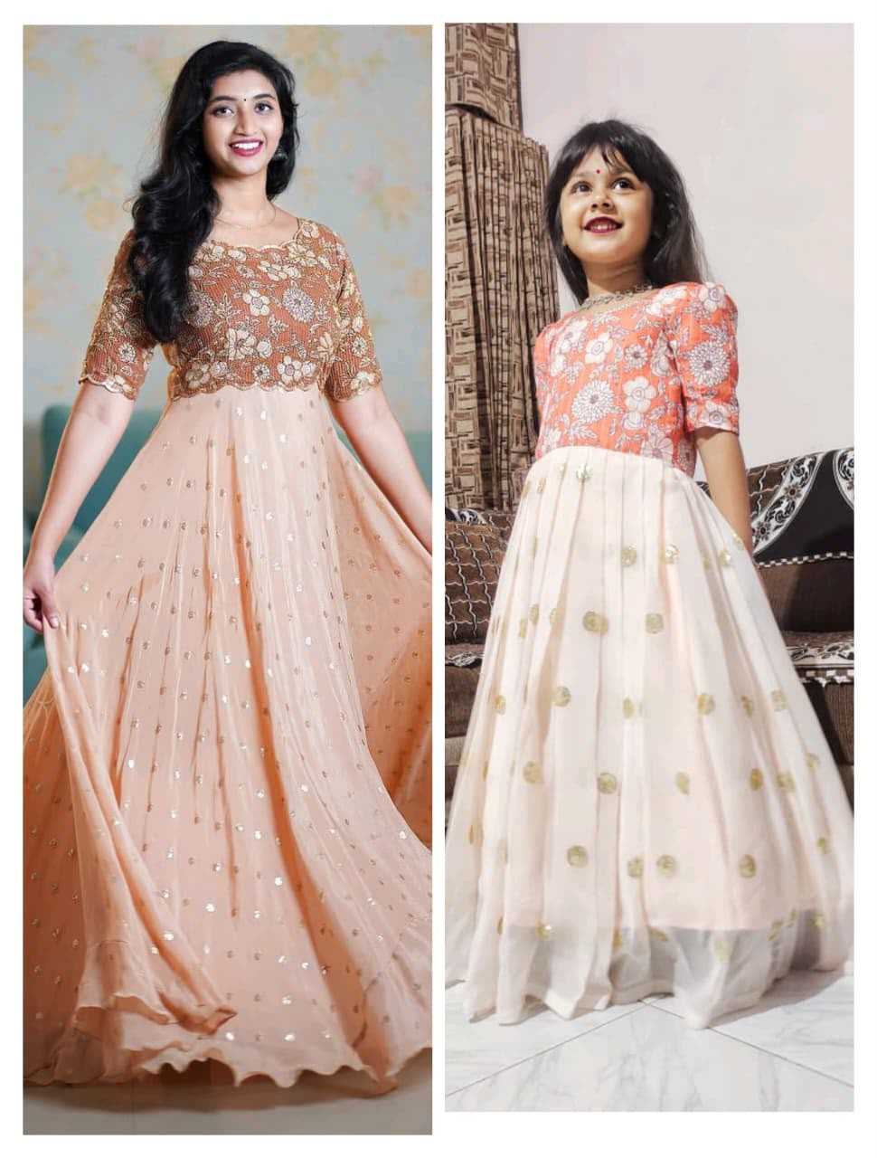 Pure Silk Mother Daughter Matching Gown