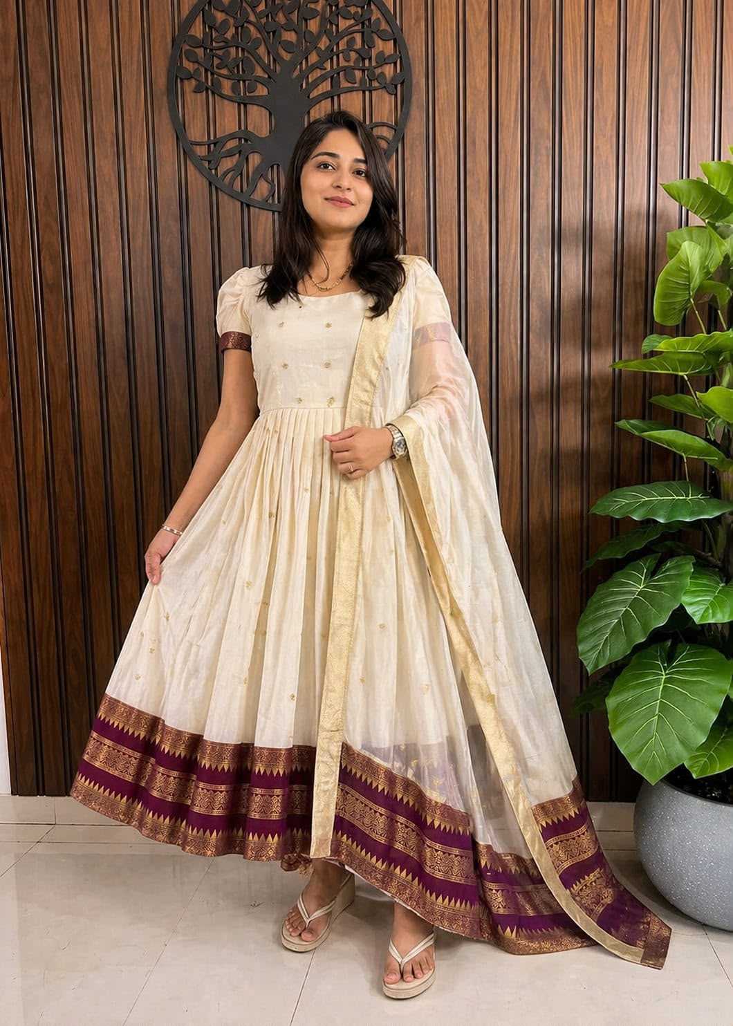 Soft Cotton Silk Party Gown