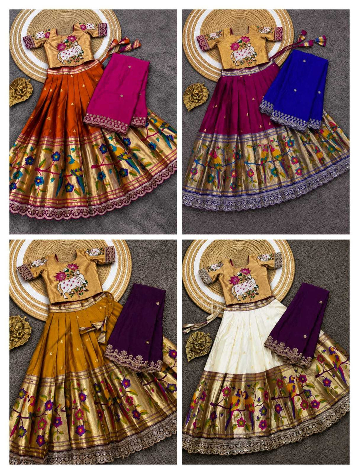 Choli Paithani Silk Kids Ethnic Wear