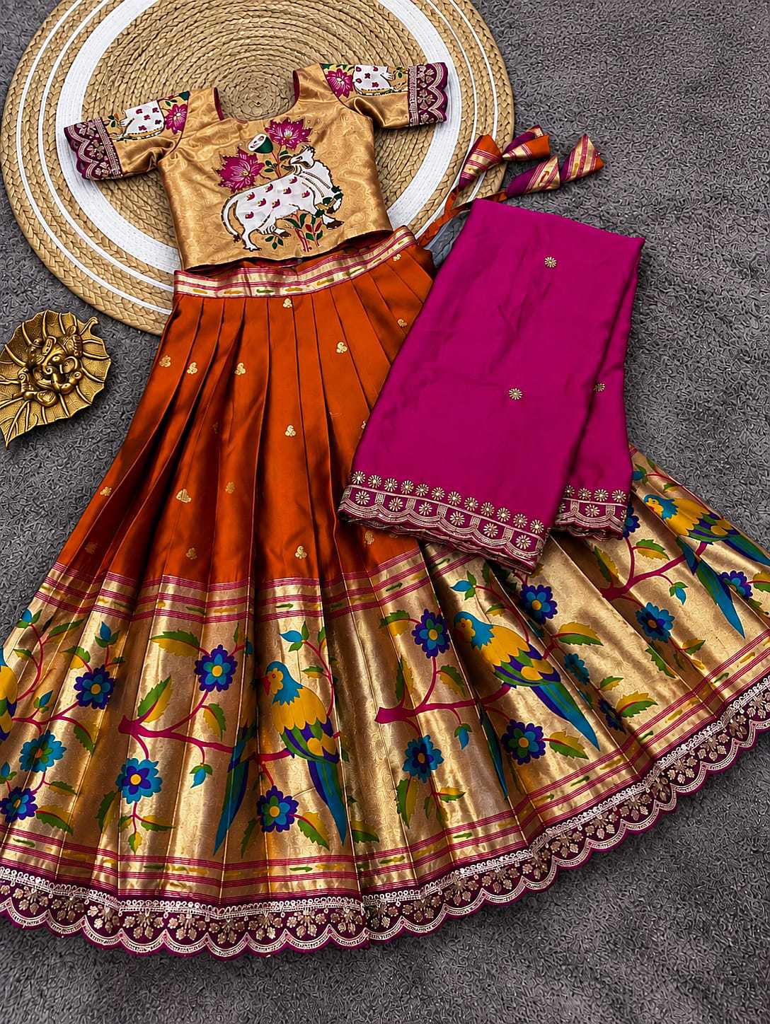 Choli Paithani Silk Kids Ethnic Wear