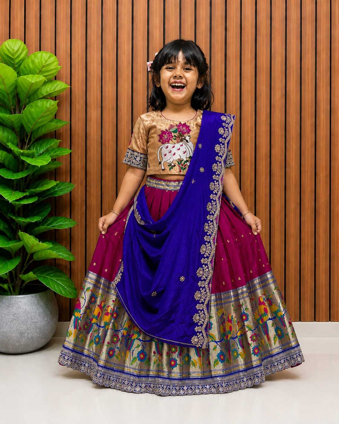 Choli Paithani Silk Kids Ethnic Wear