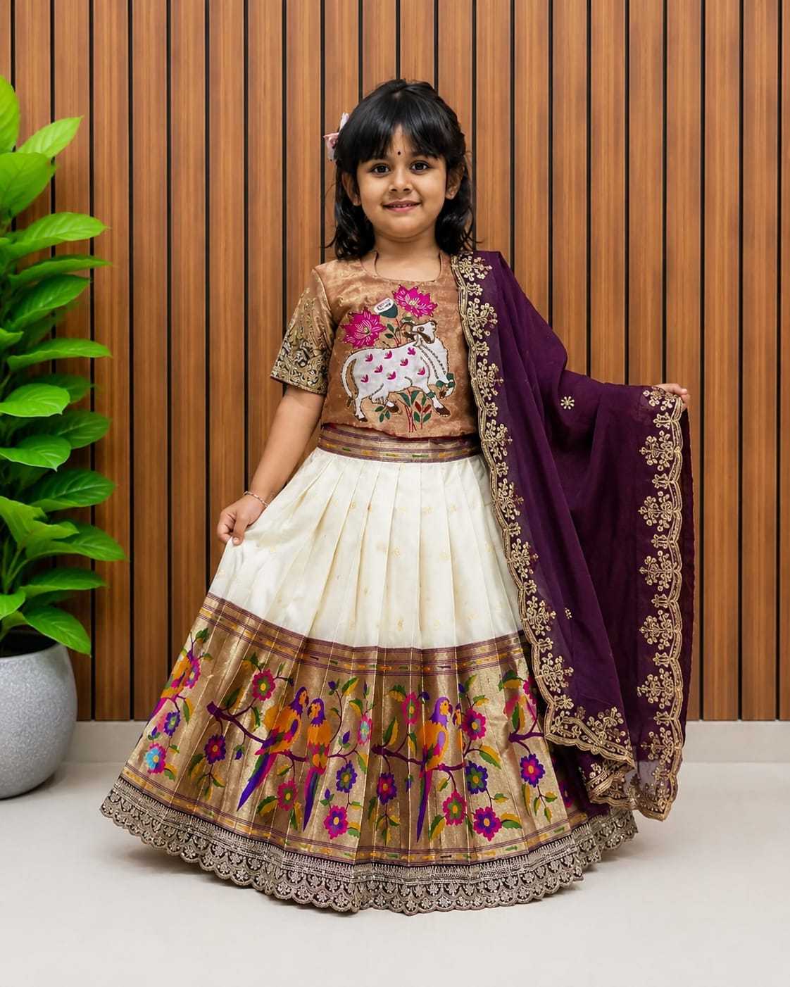 Choli Paithani Silk Kids Ethnic Wear