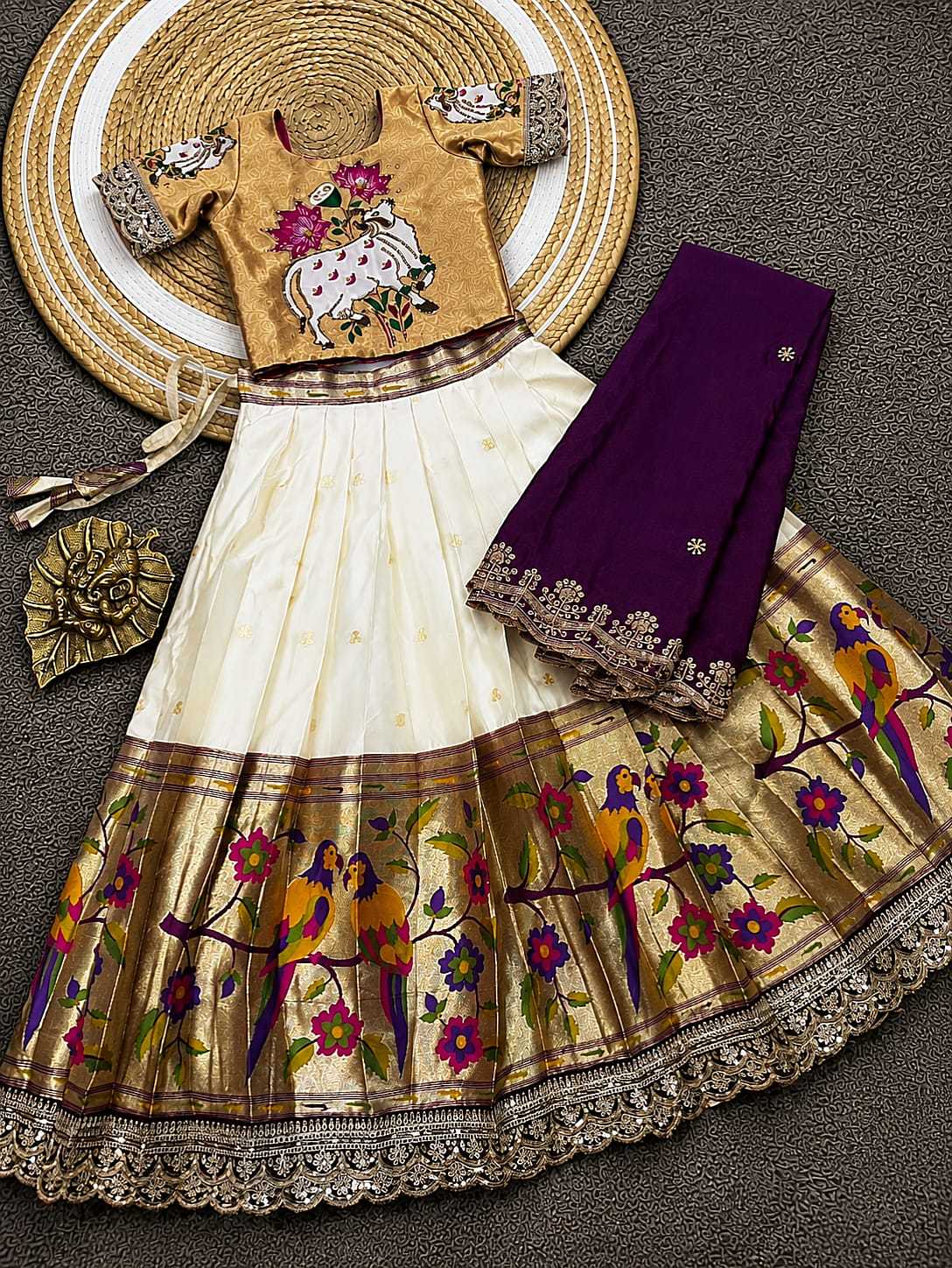 Choli Paithani Silk Kids Ethnic Wear
