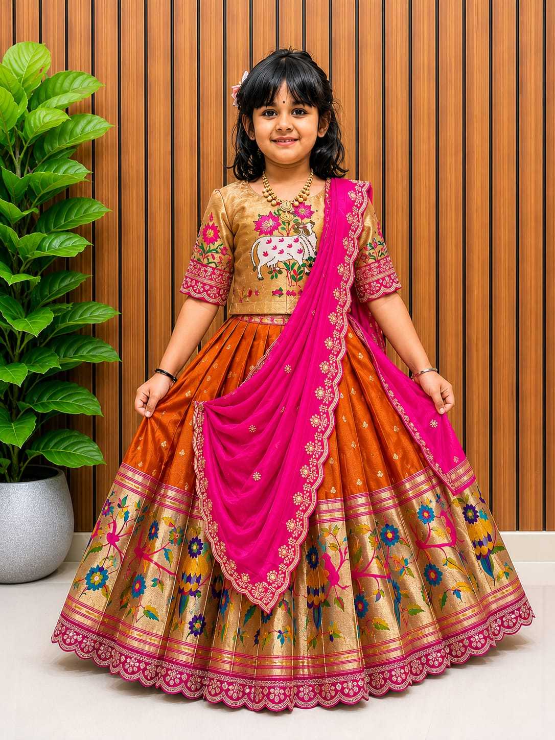 Choli Paithani Silk Kids Ethnic Wear
