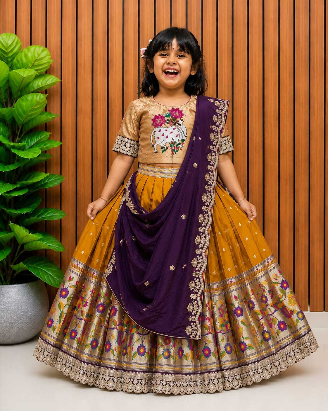 Choli Paithani Silk Kids Ethnic Wear