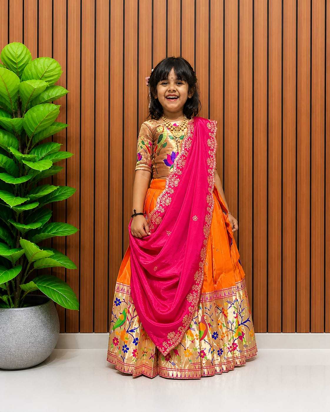 Choli Paithani Silk Kids Lehenga