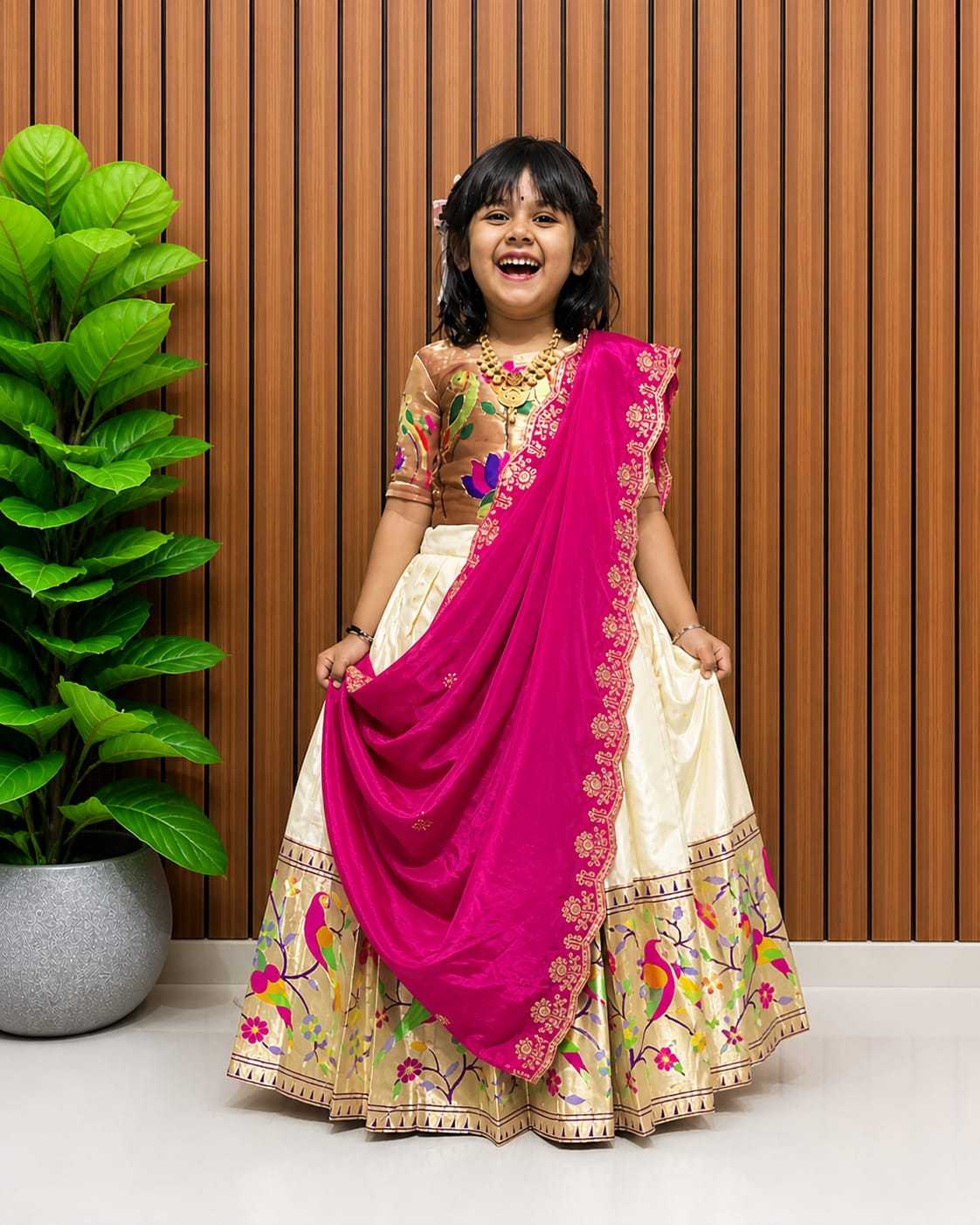 Choli Paithani Silk Kids Lehenga