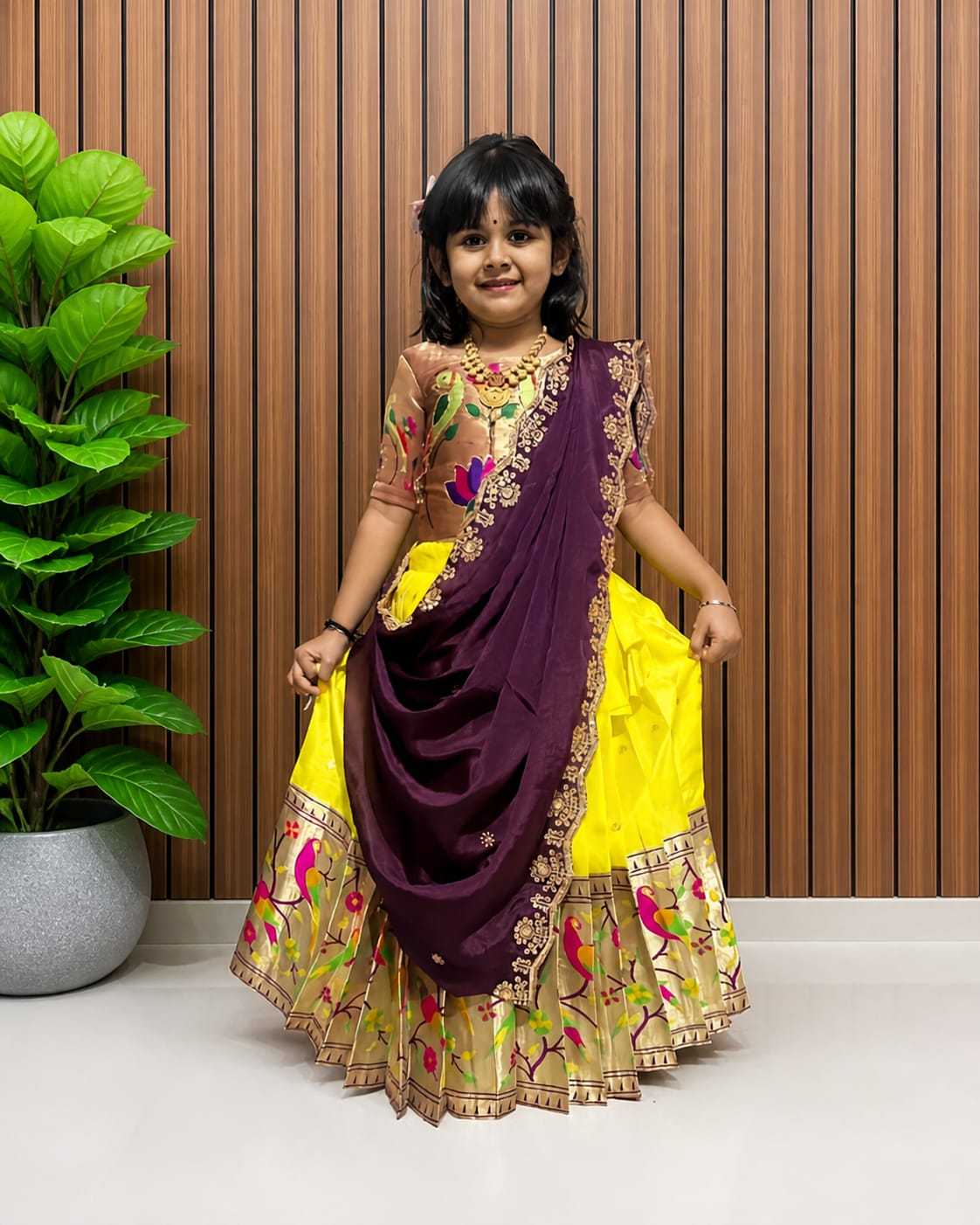 Choli Paithani Silk Kids Lehenga