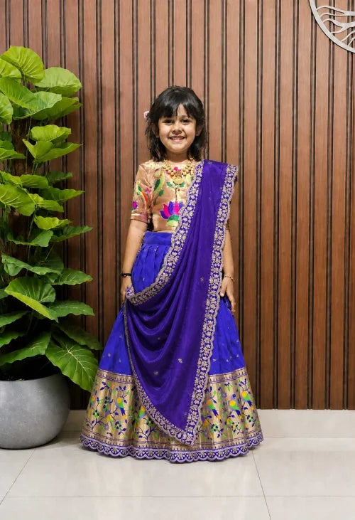 Choli Paithani Silk Kids Lehenga