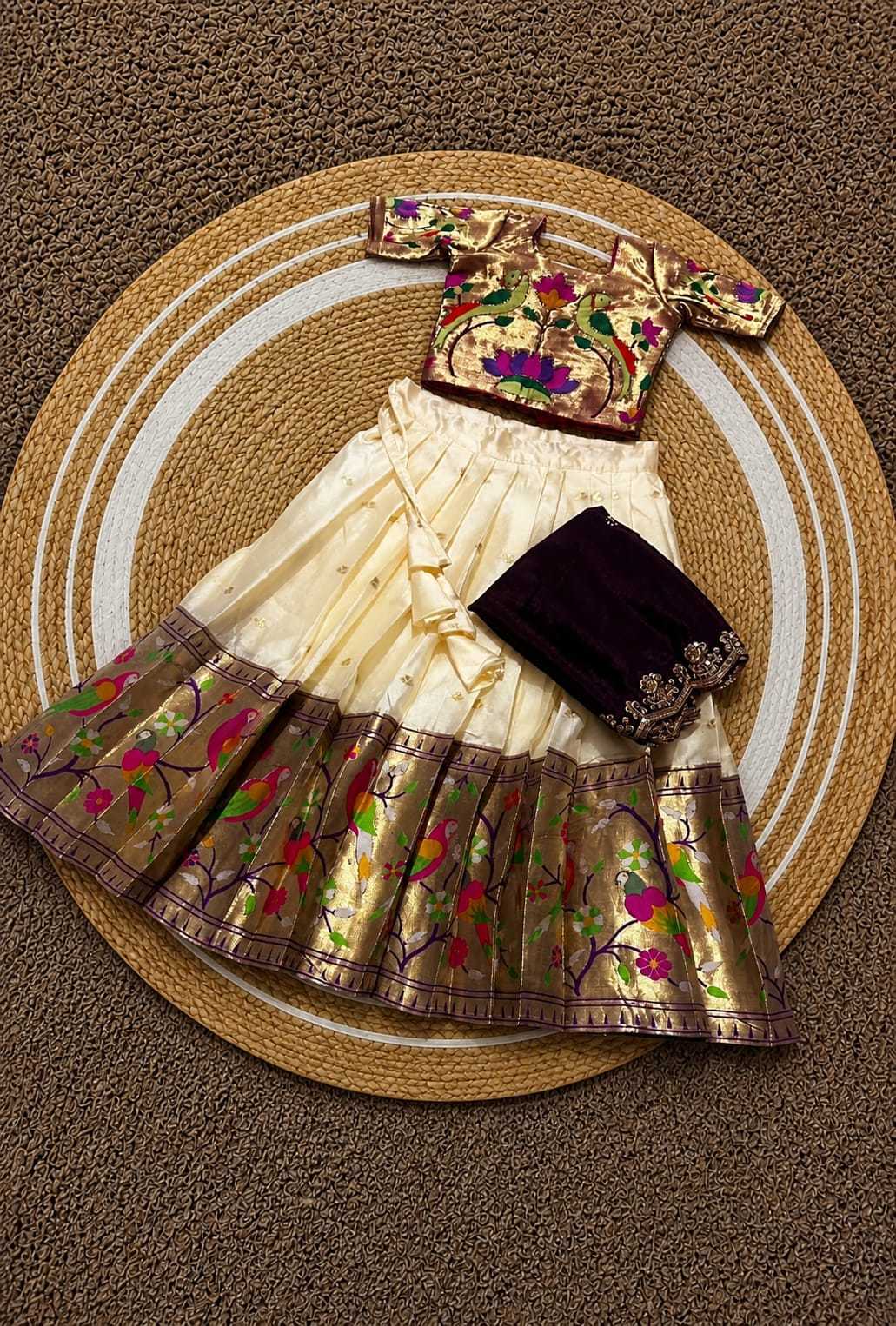 Choli Paithani Silk Kids Lehenga