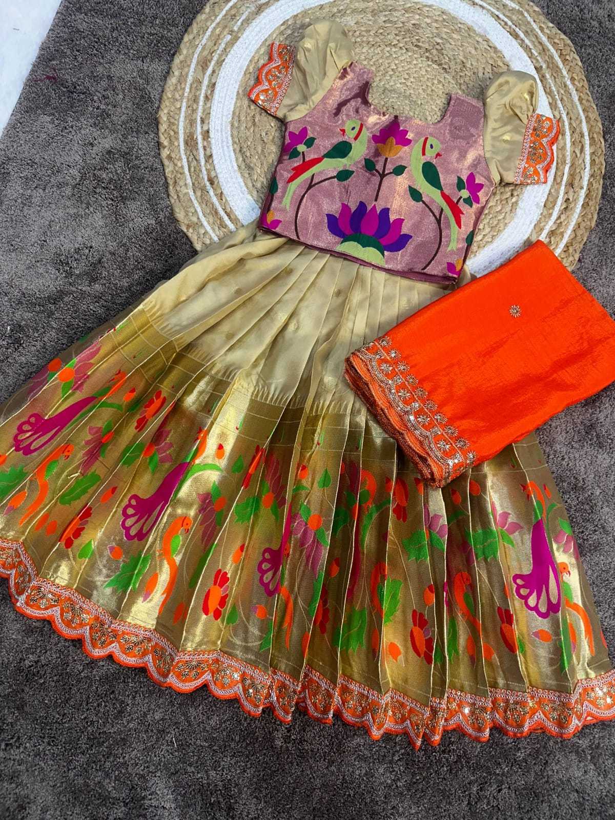 Day Paithani Silk Kids Ethnic Wear