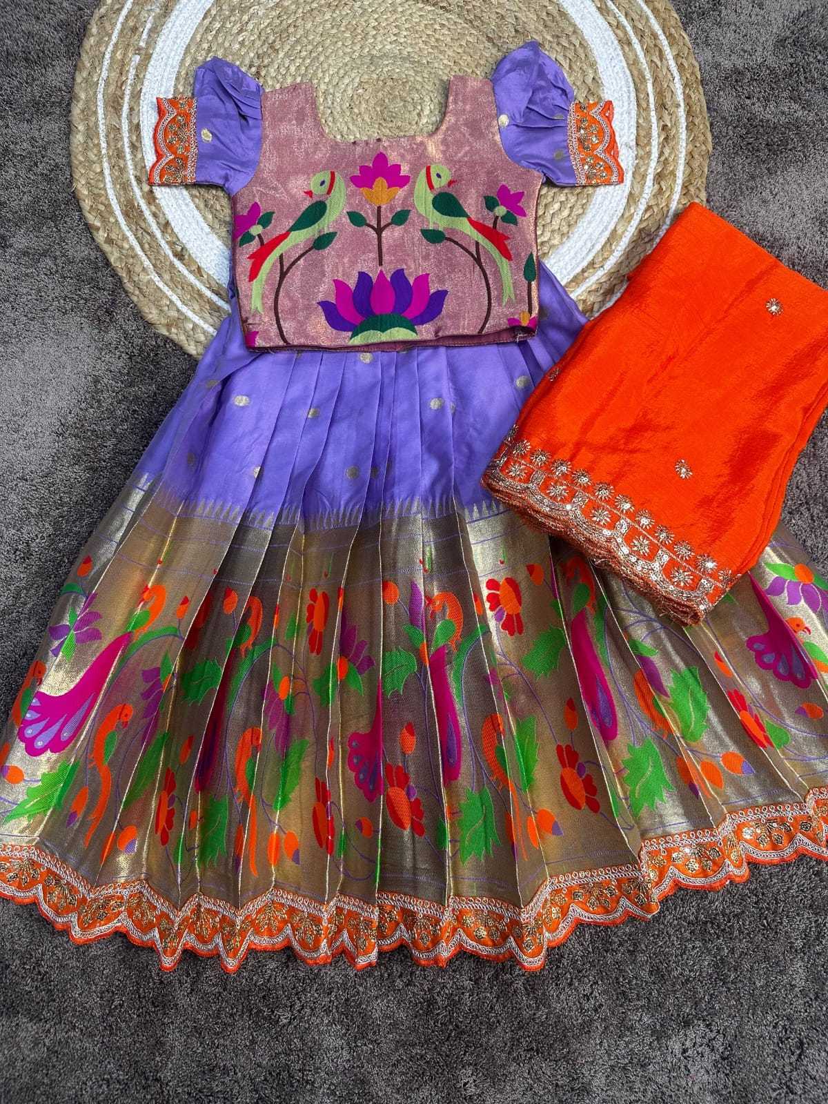 Day Paithani Silk Kids Ethnic Wear