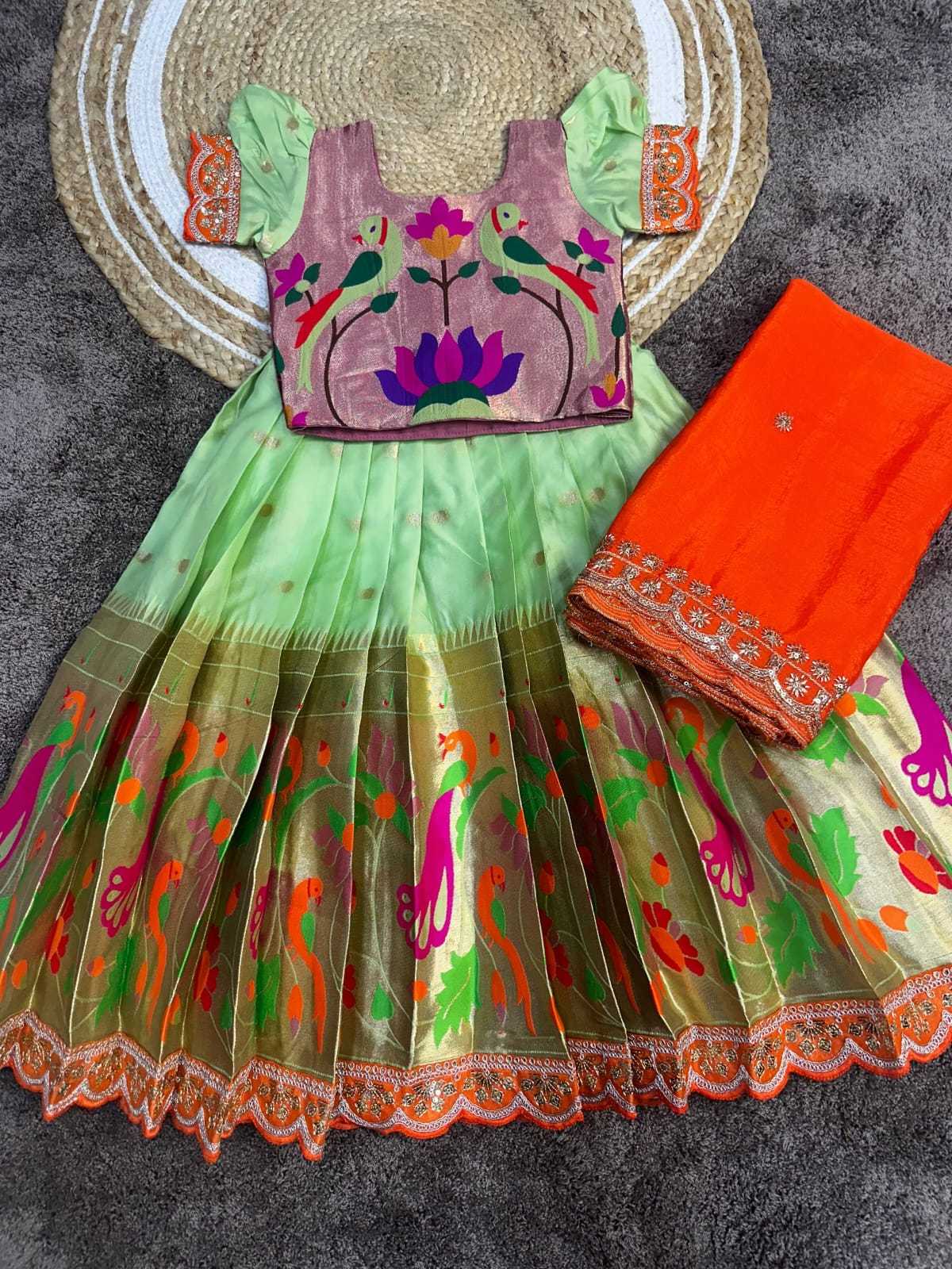 Day Paithani Silk Kids Ethnic Wear