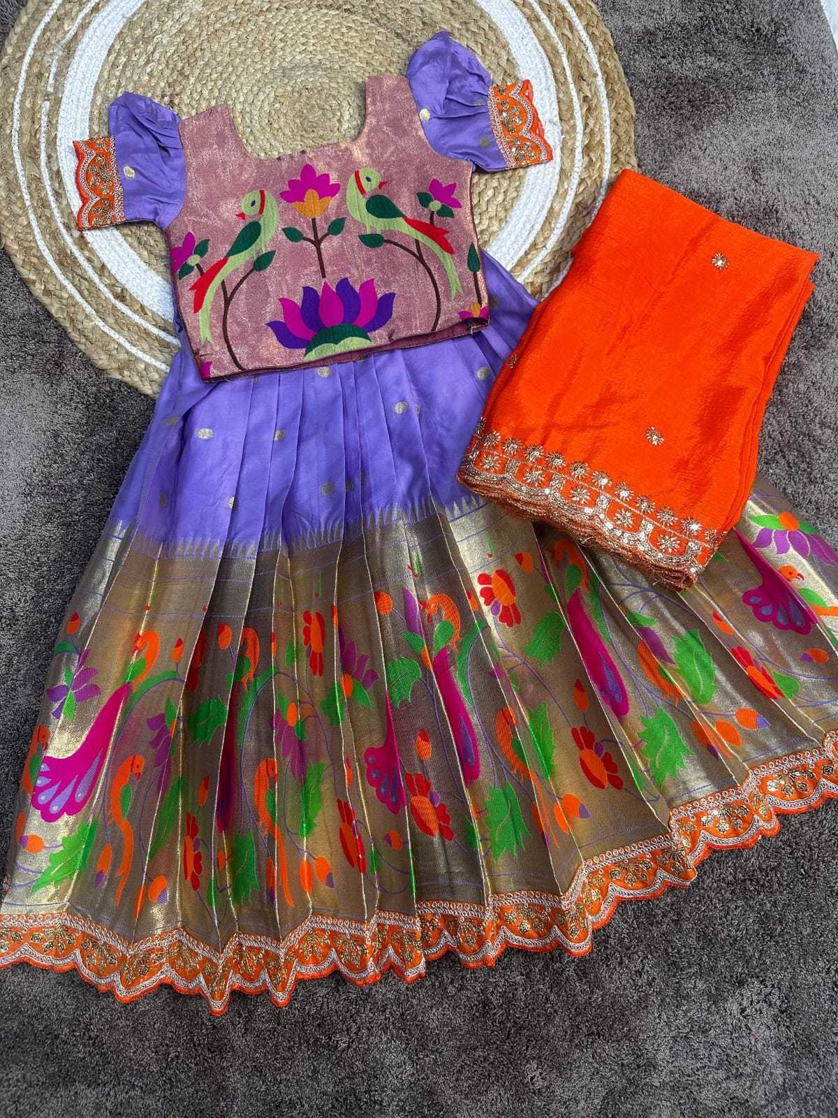 Day Paithani Silk Kids Ethnic Wear