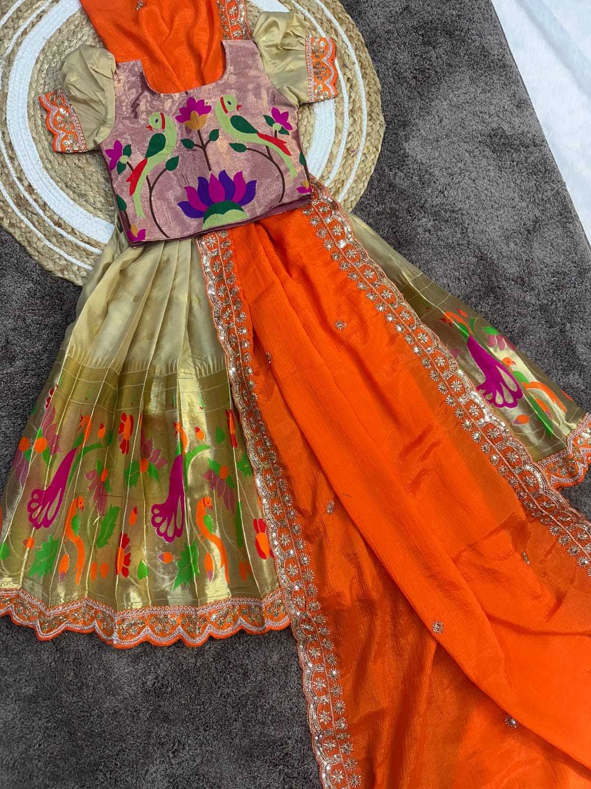 Day Paithani Silk Kids Ethnic Wear