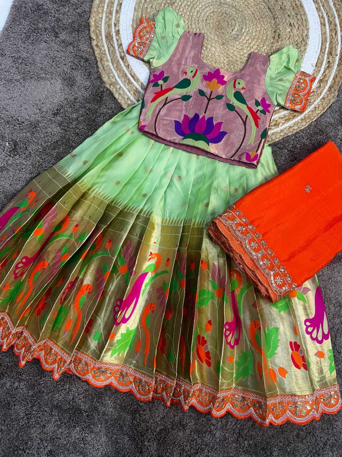 Day Paithani Silk Kids Ethnic Wear
