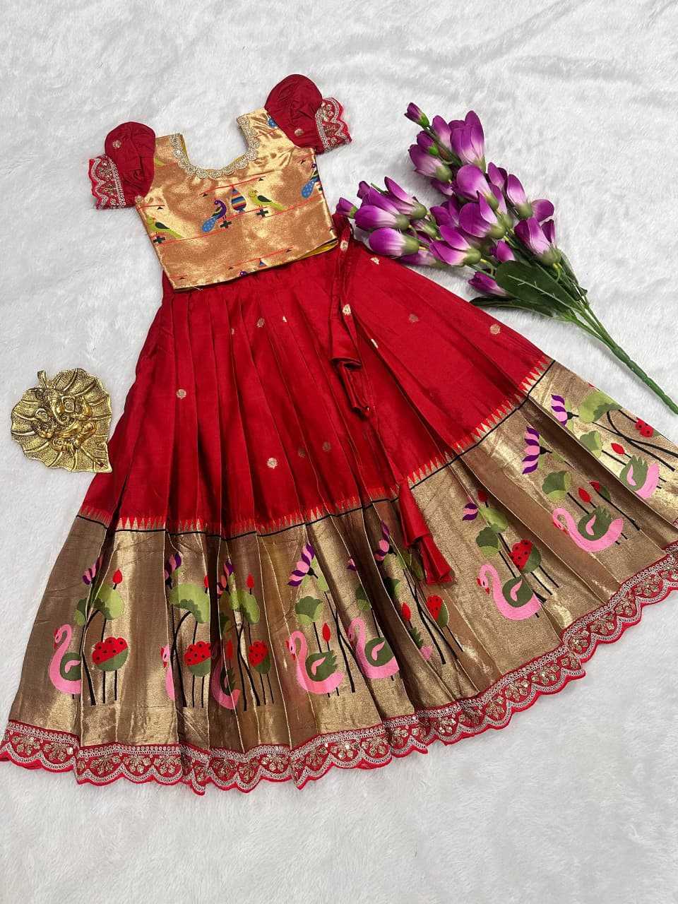 Flai Paithani Silk Kids Ethnic Wear