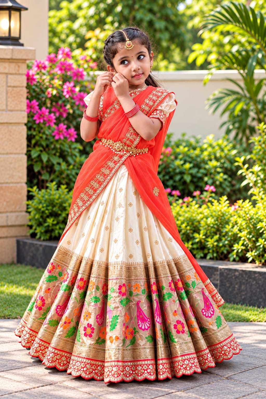 Flair Paithani Silk Kids Lehenga
