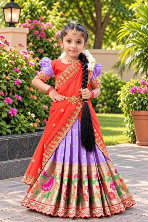 Flair Paithani Silk Kids Lehenga
