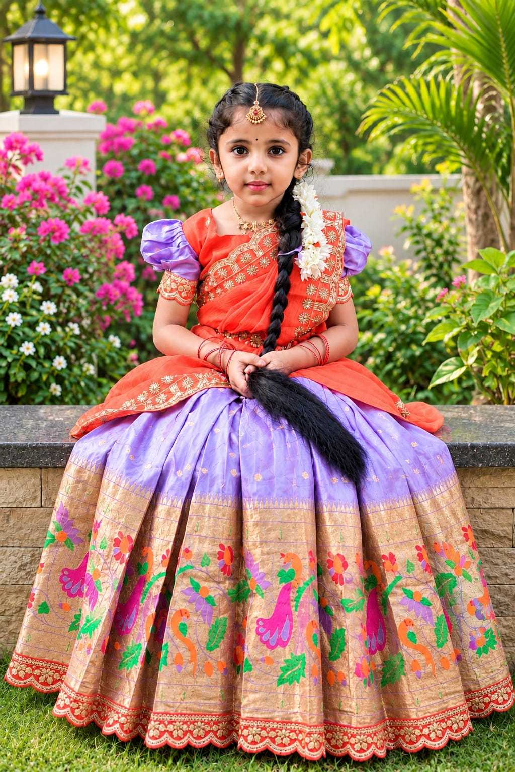 Flair Paithani Silk Kids Lehenga