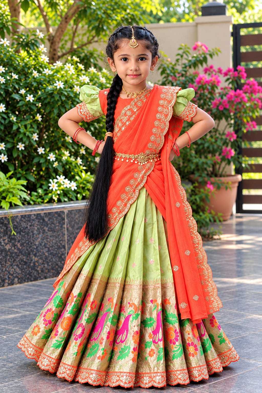 Flair Paithani Silk Kids Lehenga