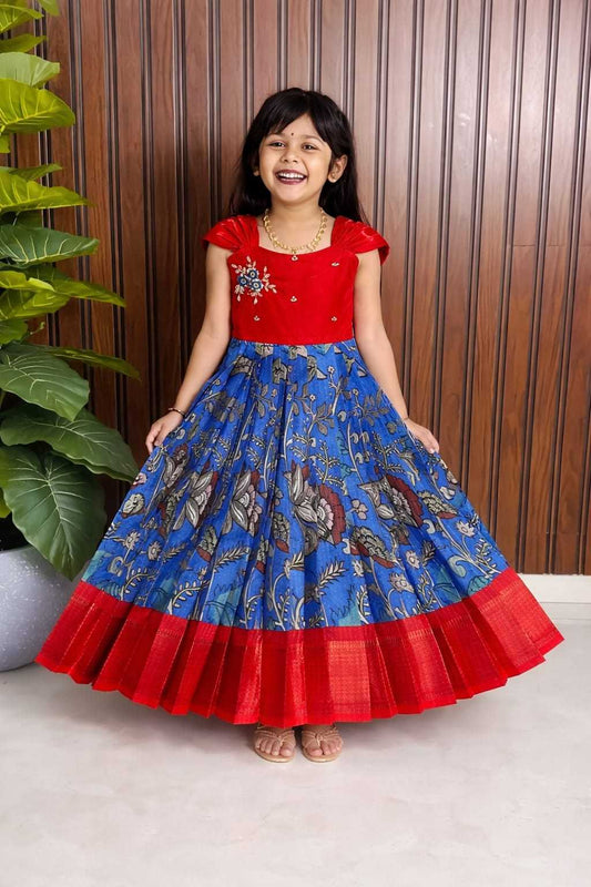 Pure Silk Kids Gown in Blue