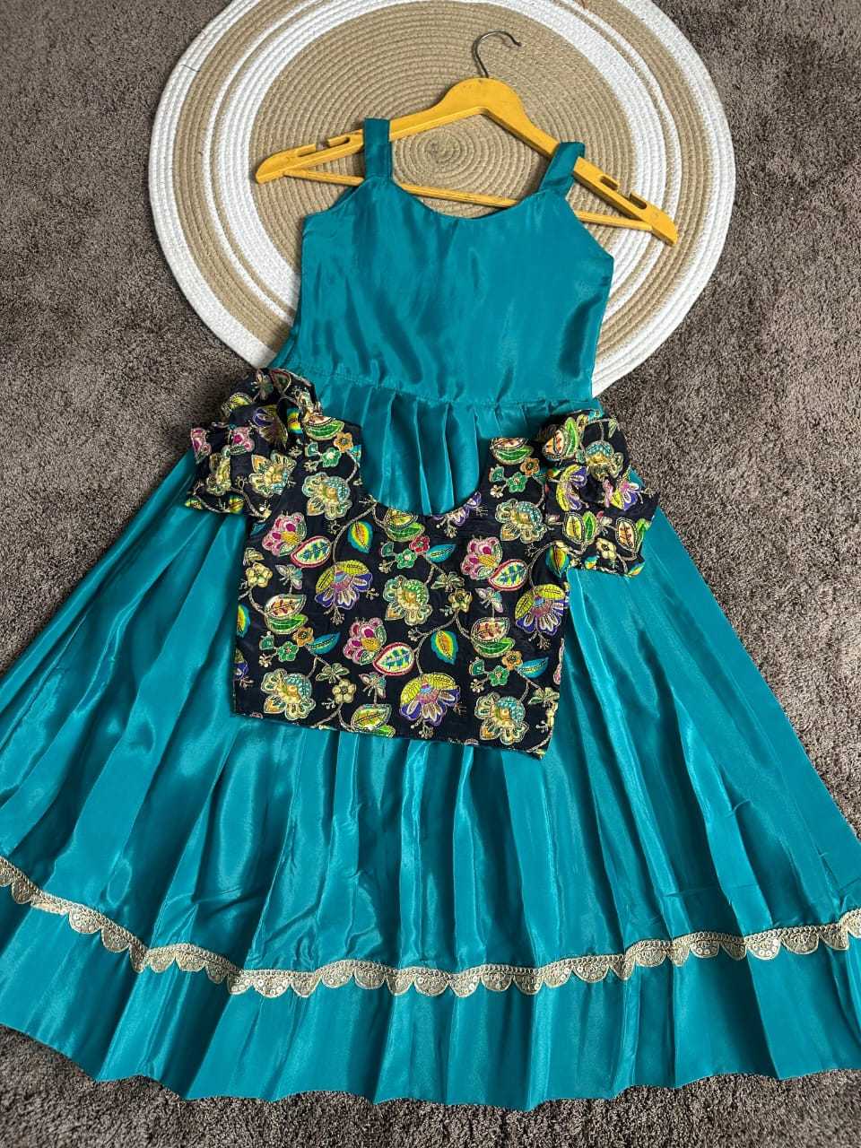 Pure Silk Kids Gown in Blue
