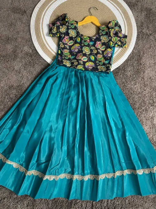Pure Silk Kids Gown in Blue