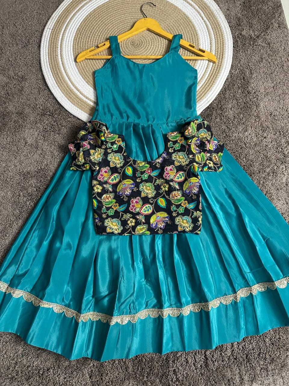 Pure Silk Kids Gown in Blue