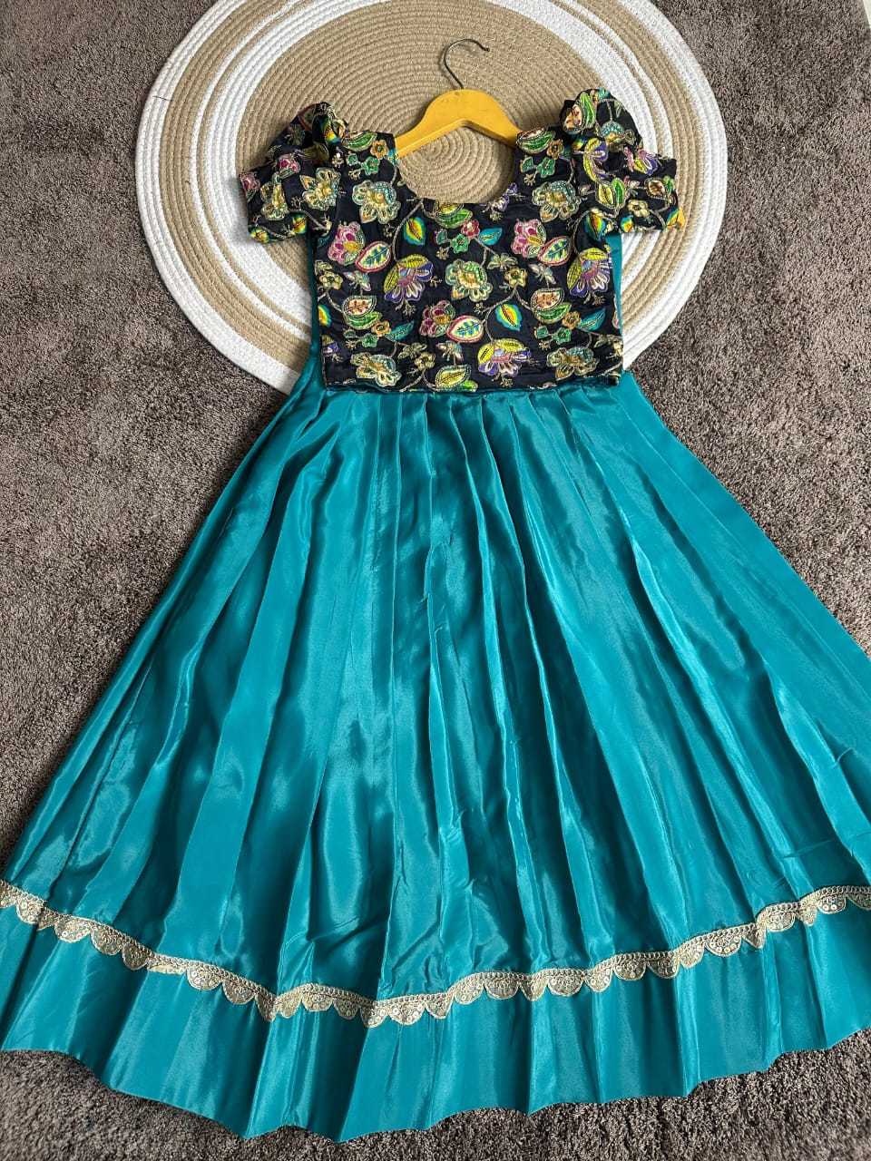 Pure Silk Kids Gown in Blue